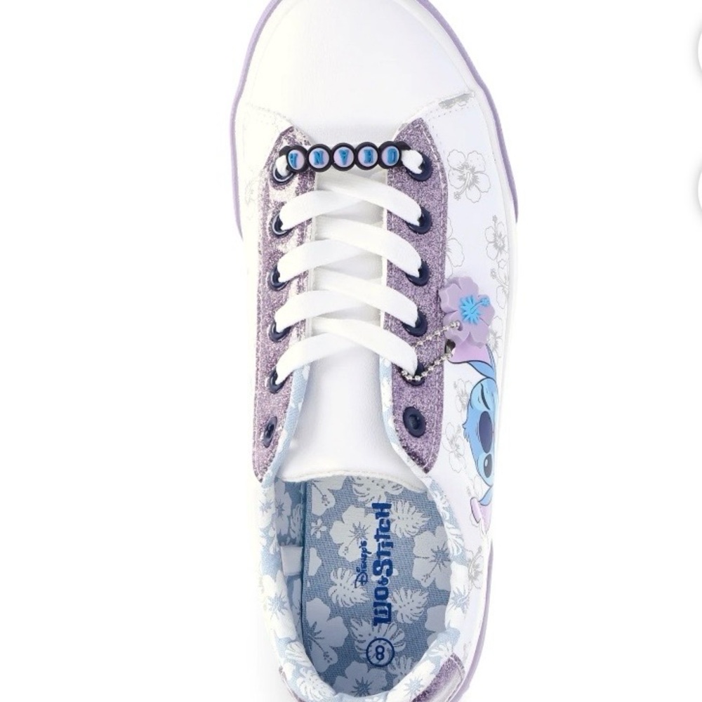 Disney Women's Stitch White and Lavender Sneakers - Picture 2 of 6
